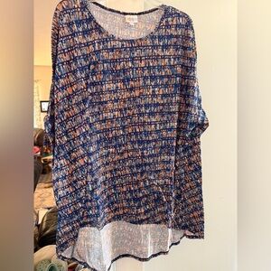 LuLaRoe Blue and Orange Hi-Low Tunic Top